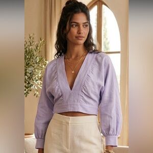 Zara Soft Light Purple V-Neck Top